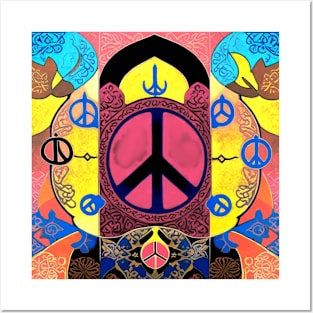Peace sign bright color anti war peace Israel Palestine psychedelic art Posters and Art